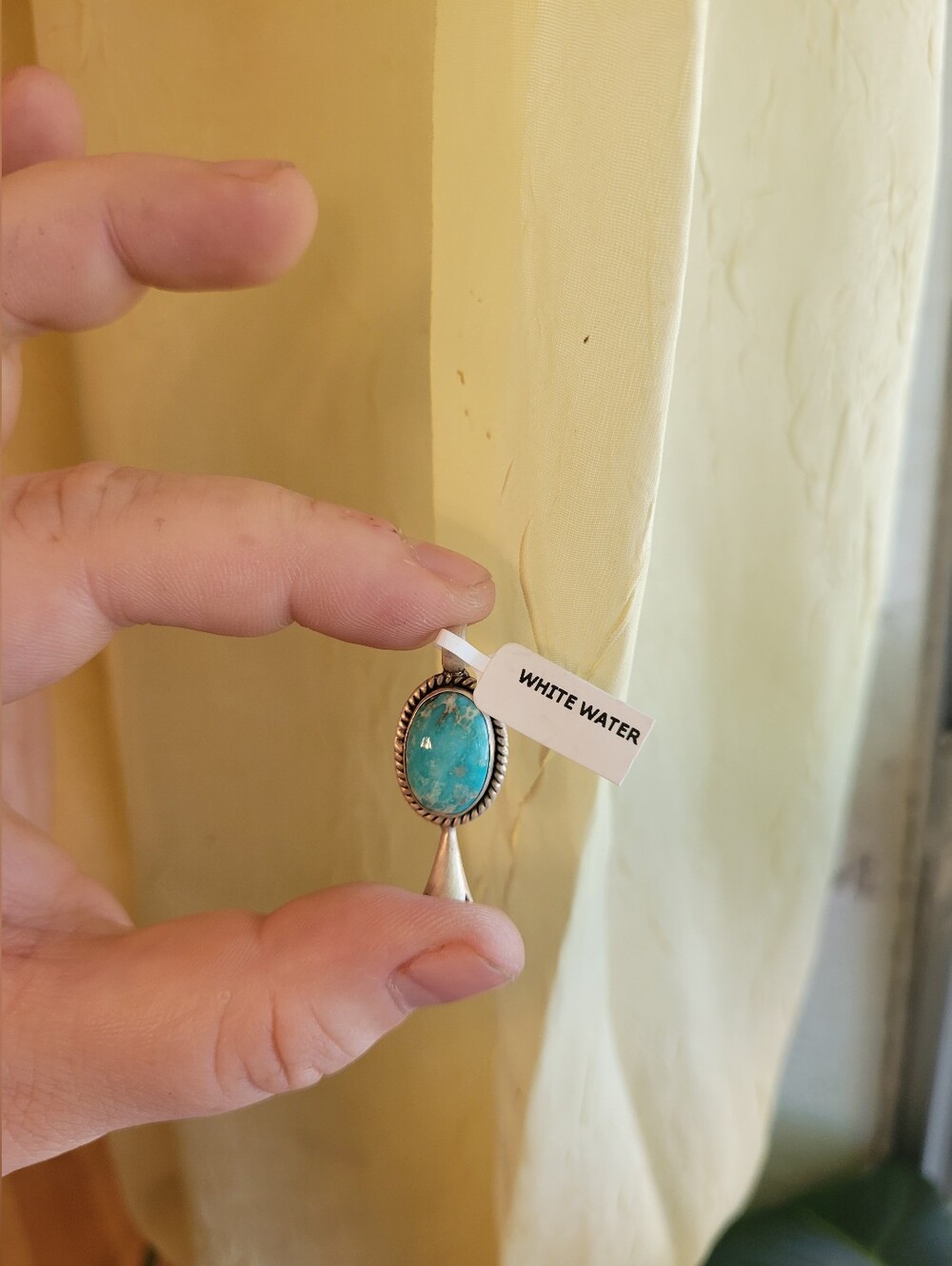 White Water Turquoise Sterling Silver Necklace Navjo Pearl Pendant